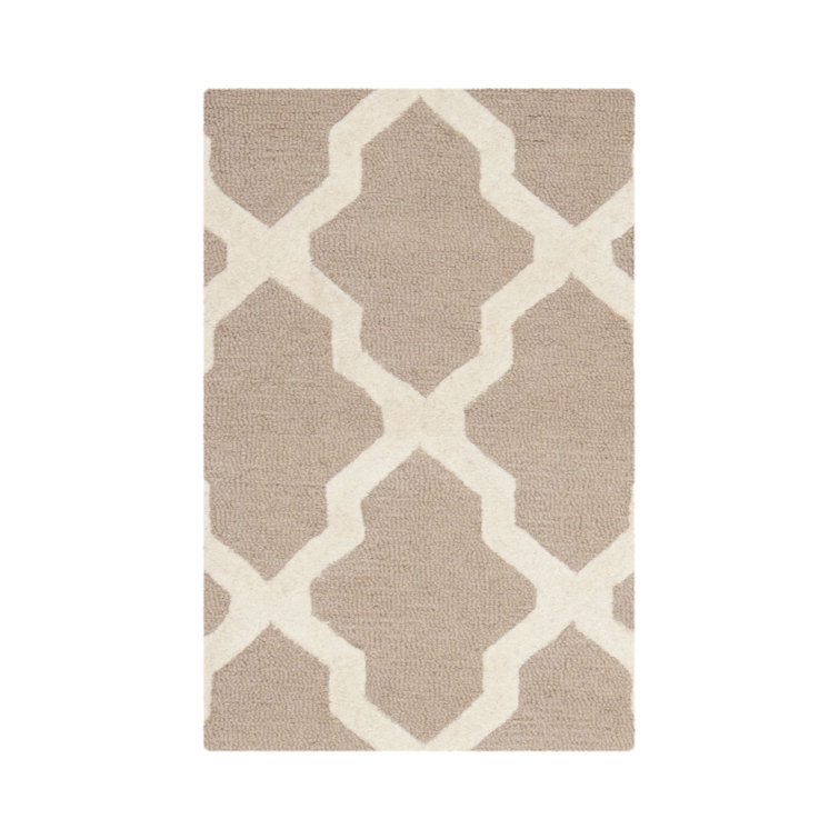 Winston Porter Cannen Geometric Tufted Wool Beige/Ivory Area Rug